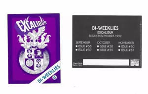 EXCALIBUR BI-WEEKLIES Checklist Promo Card ~ Marvel @1992 / Volume Discount! - Picture 1 of 1