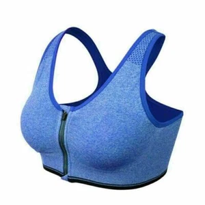 US Women Wireless Padded Sports Bra Front Zip Yoga Cami Push Up Vest Support Top - Picture 1 of 16