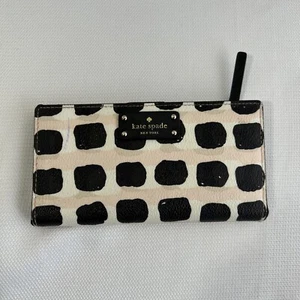 Kate Spade NY Neda Grove Negro Blanco Rosa Cuero Cartera a Presión Tarjeta Plegable - Imagen 1 de 7