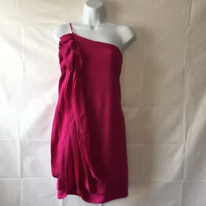 Miss Me Womens M One Shoulder Ruffle Trim Fuchsia Dress - Picture 1 of 6
