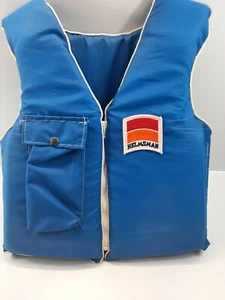 VINTAGE SEARS BLUE HELMSMAN NYLON  FLOTATION LIFE JACKET ADULT MEDIUM PRE OWNED  - Picture 1 of 7