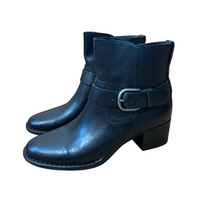 Ugg Atwood Leather Ankle Booties In Black Women’s Size 7.5 Side Zip With Buckle - Picture 1 of 7