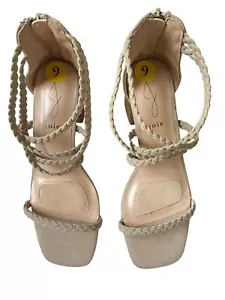 joie Felina Taupe Braided Suede Block Heel Sandals Women Size 9 beige - Picture 1 of 8