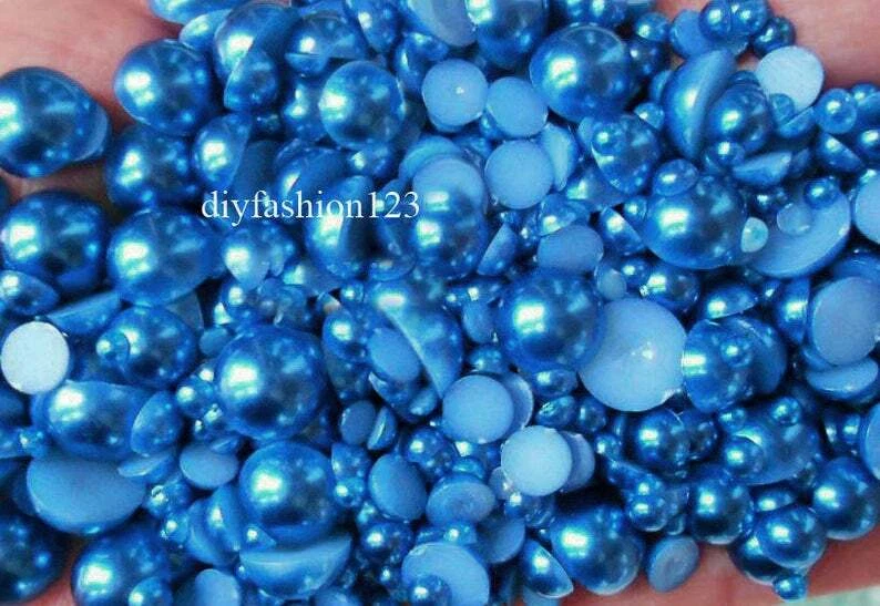800 piezas Azul Oscuro Mezcla Tamaños Plano Resina Perla Cabujones Foto 1 de 1