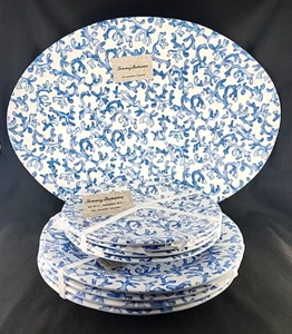 TOMMY BAHAMA Blue Coral Melamine Serving Platter, 11" Dinner & 9" Salad Plates - Picture 1 of 12