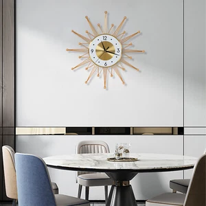 50CM Retro Metal Art Sunburst Clock Mid Century Modern Wall Vintage Clock Decor - Picture 1 of 1