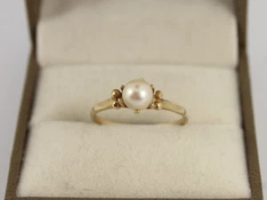 Pearl Solitaire Ring 9ct Gold Ladies Stunning Size N 1/4 375 1.8g ic46 - Picture 1 of 4