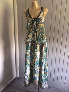 TOPSHOP Vtg Rare Butterfly Wings Ladies Maxi Dress UK 12/14 Sleeveless 53” L - Picture 1 of 11