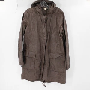 Eileen fisher jacket Women small Utility waxed linen trench coat full zip pocket - Picture 1 of 13