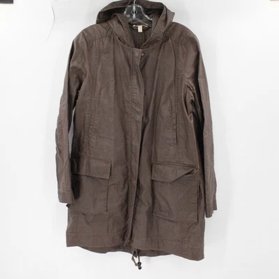 Eileen fisher jacket Women small Utility waxed linen trench coat full zip pocket - Image 1 of 4