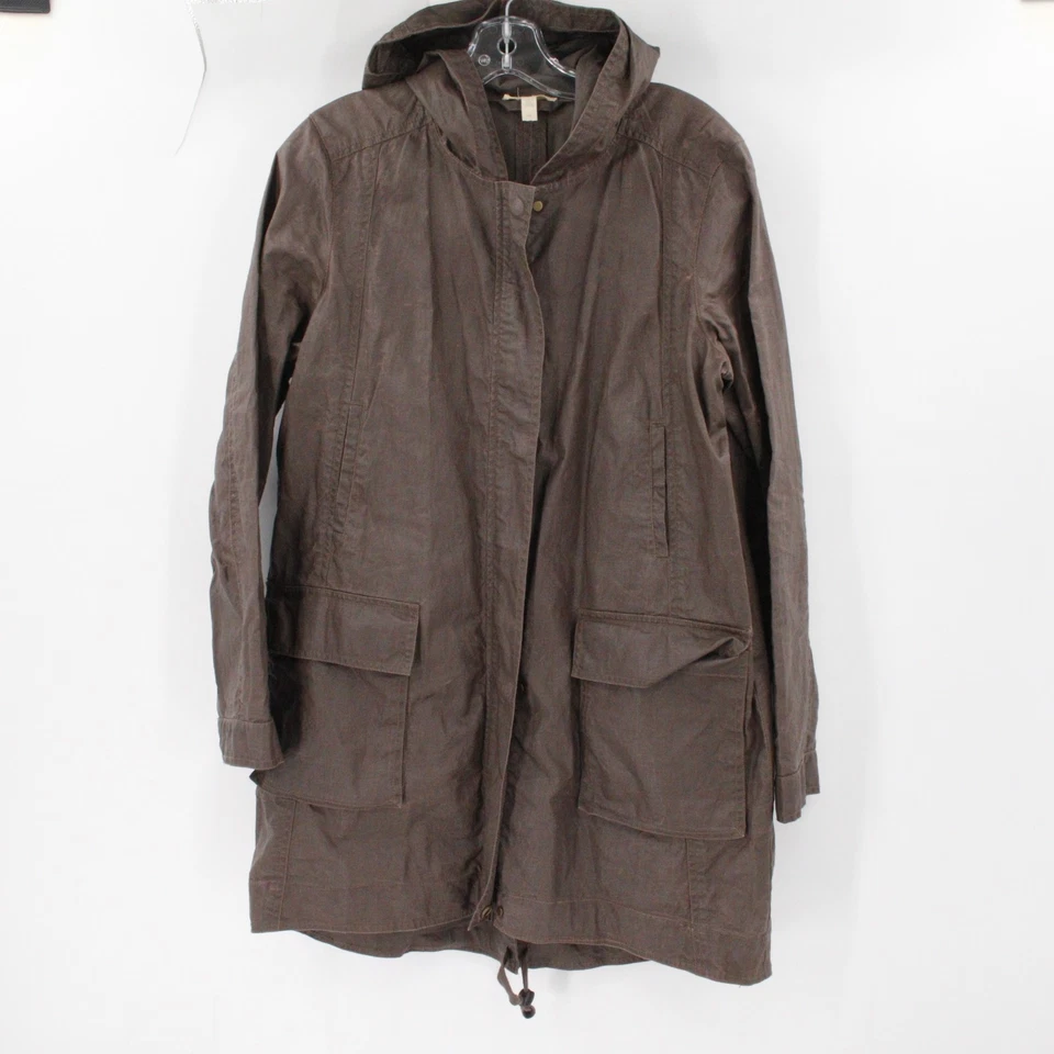 Eileen fisher jacket Women small Utility waxed linen trench coat full zip pocket - Image 1 of 4