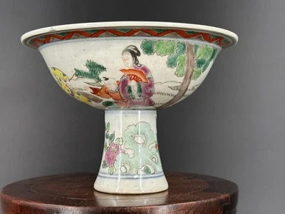 Taza de tazón de porcelana china Famille Verte Wucai estilo Kangxi sin marca Foto 1 de 4