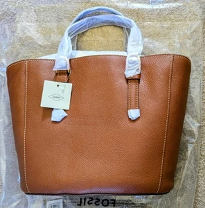 Brandneu mit Etikett Fossil Tessa Carryall Shopper Beuteltasche Stil braun Ledertasche & Riemen UVP 300 £ - Bild 1 von 8