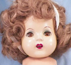 Ideal Toddlin' Sue Doll Composition Brown Curly Hair Sleep Eyes 20in Vintage - Picture 1 of 12