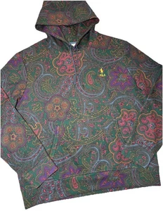 Polo Ralph Lauren Multicolore Paisley Doppia Maglia Felpa con Cappuccio Pullover Uomo L Nuova senza etichette - Foto 1 di 17