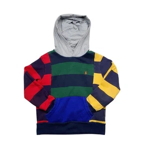 Polo Ralph Lauren Hoodie Youth Sz Small (8) Colorblock Rugby Striped Colorful - Picture 1 of 14