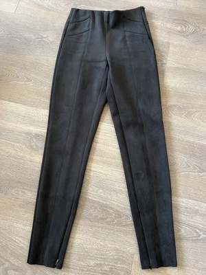 Zara Khaki Green Faux Suede Leggings Size Xs - Image 1 of 2