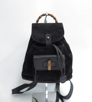 Auténtico Bolso Mochila GUCCI Bambú Gamuza Cuero #48186 Foto 1 de 4