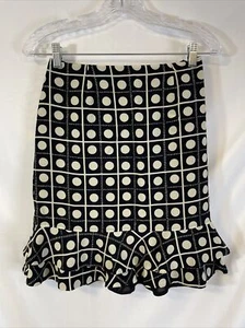 Dana Buchman Womens SILK Ruffled Skirt Size 2 Petite Polka Dots - Picture 1 of 9