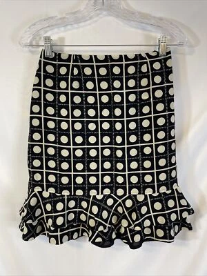 Falda con volantes de seda talla 2 pequeños lunares Dana Buchman para mujer Foto 1 de 4