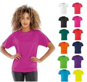 Ladies Air Cool Quick Dry Performance T Shirt Plain Short Sleeve Tee Running Top - Picture 1 of 29