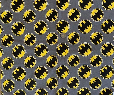 BATMAN SHIELD CAPE CRUSADER SOFT FLANNEL GRAY FABRIC 100% Cotton 23" REMNANT - Image 1 of 2