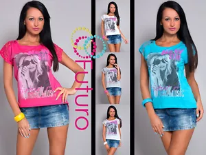T-Shirt With Lace New Star Print Crew Neck Top Casual Tunic Sizes 8-14 MM05 - Picture 1 of 4