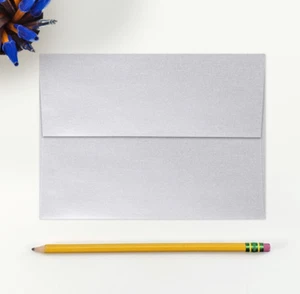 50 LUXPaper A7 Invitation Envelopes 5.25 x 7.25 80lb Silver Metallic Peel/Stick - Picture 1 of 5