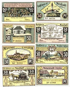 RARE COMPLETE BALTIC NOTGELD SET(S) Funny Scenes incl Anti-Danish PRICED PER SET - Picture 1 of 3