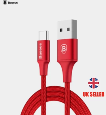 Type C USB Cable LED Light Fast Charging Data Braided RED - Baseus - Image 1 of 4