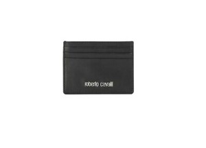 Roberto Cavalli Leather Card Case Black Wallet