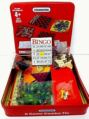 Kid Connection Combo 6 Game Red Tin Container Checkers Sudoku Bingo NEW OPEN - Image 1 of 4
