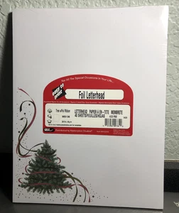 New Christmas Foil Letterhead Paper 40-ct - "TREE WITH FOIL RIBBON"
