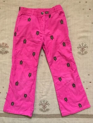 Pantalones de Pana Bordados Tortuga Rosa Caliente Niñas Lilly Pulitzer, Talla 6X Foto 1 de 4