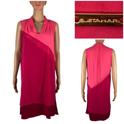 Elie Tahari Womens 6 Dress Pink Bria 100% Silk Sleeveless V Neck Tunic EUC - Image 1 of 4