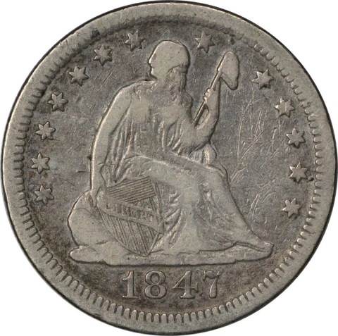 1847-O Liberty Seated Quarter VF Uncertified #142 Cover