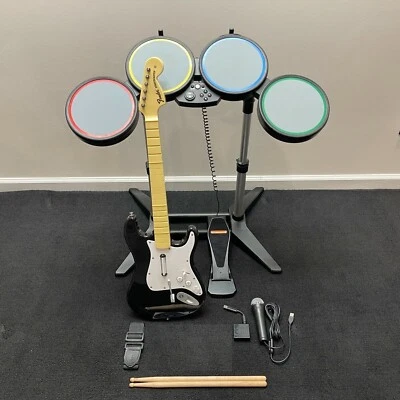 Playstation 3 Rock Band Drums Guitar Games BUNDLE Complete Band Kit PS3 PS4 PS5 - Image 1 of 4