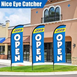 Buryeah 3 Sets Now Open Feather Flag Pole Kit for Business Advertising 7 ft - Picture 1 of 7