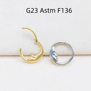 1pc G23 ASTM F136 Moon Nose Hoop Septum Clicker Ring Earring Helix Cartilage NEW - Picture 1 of 11
