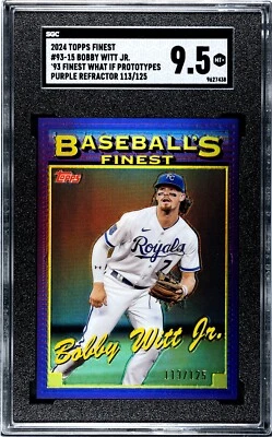 2024 Topps Finest #93-15 Bobby Witt Jr '93 What if PURPLE REFRACTOR /125 SGC 9.5 - Image 1 of 2