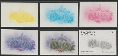 2646 - St VINCENT - MARISCOS $1 - Juego de 6 PRUEBAS DE COLOR PROGRESIVAS mnh Foto 1 de 2