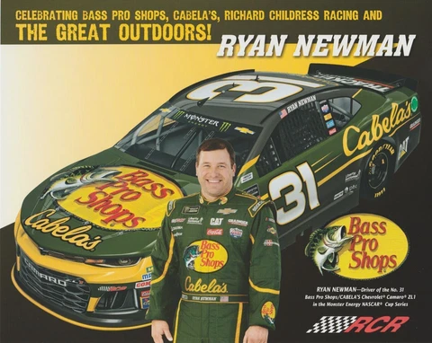 2018 RYAN NEWMAN "CABELA'S BASS PRO #31 MONSTER ENERGY NASCAR HERO CARD POSTCARD Cover