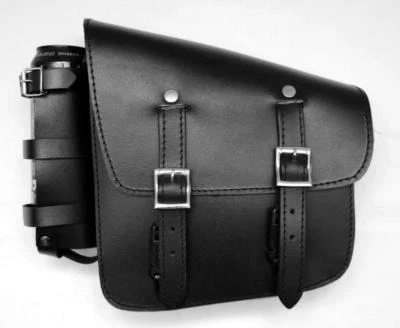 Sacoche latérale cuir Noir + Réserve essence Pour Harley Softail Fatboy breakout