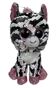 Zoey Sequined Zebra  Black White Pink Big Eyes Plush Stuffed Animal TY 6" - Picture 1 of 6