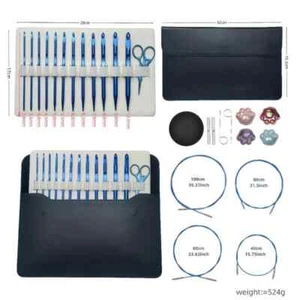 Blue Interchangeable Afghan Circular Crochet Hooks Aluminium Knitting Weaving - Picture 1 of 4