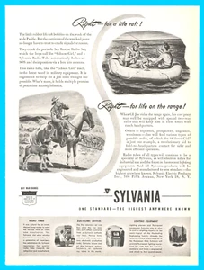 1944 WWII Sylvania sailor life raft print ad ocean cowboy horse distress signal - Picture 1 of 3