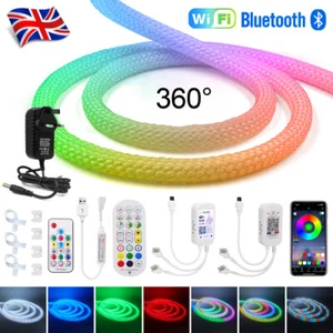 360° LED Strip Lights Neon Flex Rope 5V RGB WS2812B Waterproof Outdoor Lighting - Picture 1 of 28