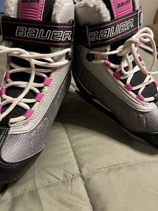 Bauer size 3 pink, grey and black ice hockey skates great condition - Picture 1 of 8