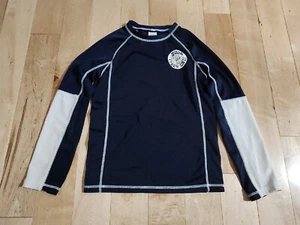 GYMBOREE BOYS LS SWIM SHIRT BLUE WHITE MEDIUM (7-8) GOOD VIBE ONLY PREOWNED - Picture 1 of 3