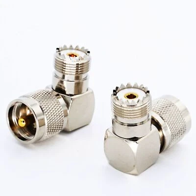 10Pcs RF Adapter UHF Male SO-239 to UHF Female PL-259 Right Angle 90 Degree - Image 1 of 4